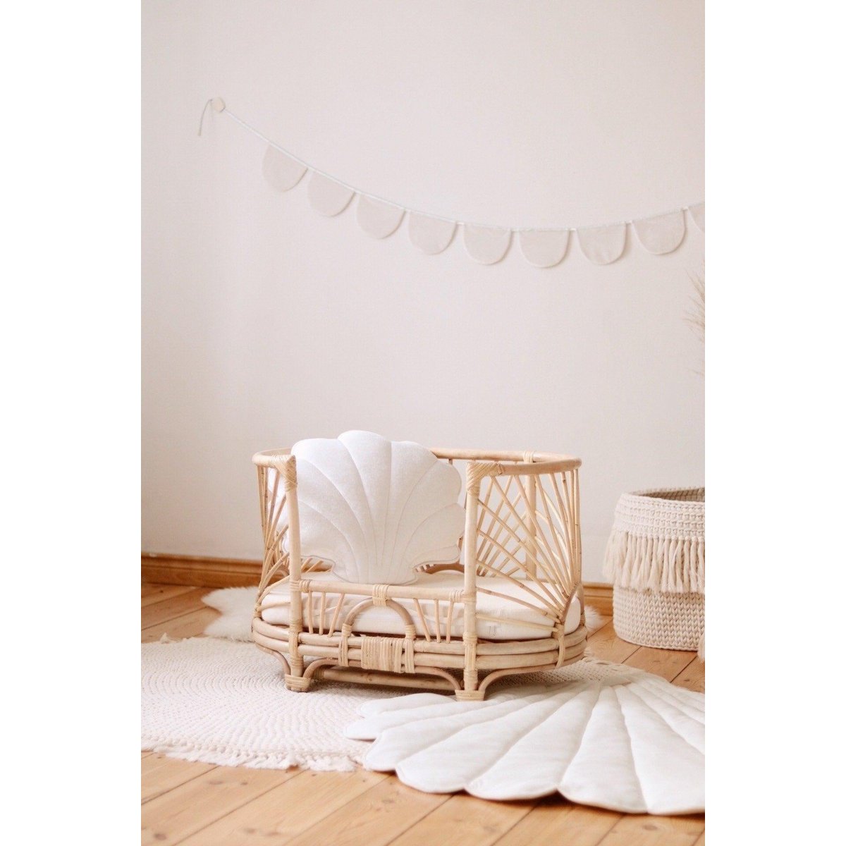 Samt-Halbmondgirlande „White Pearl“