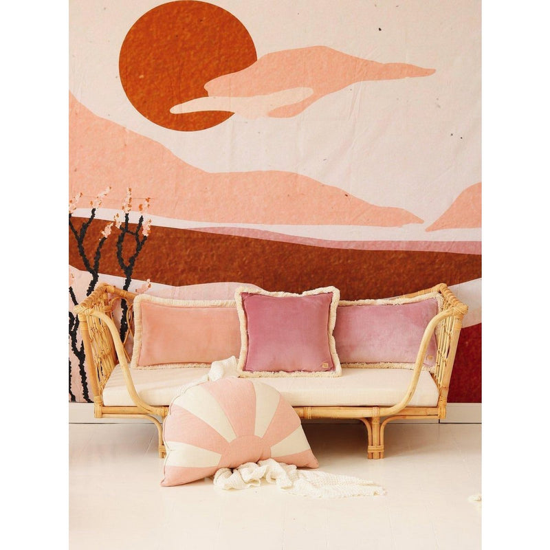 Samtkissen mit Fransen „Blush Rose“