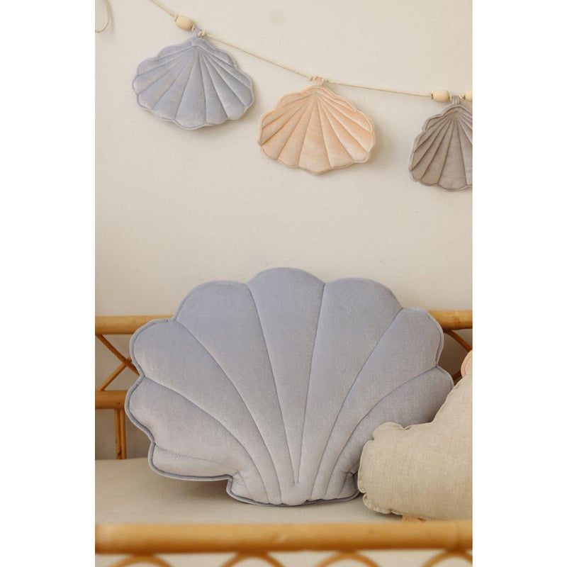 Samt-Muschelkissen „Blue Pearl“
