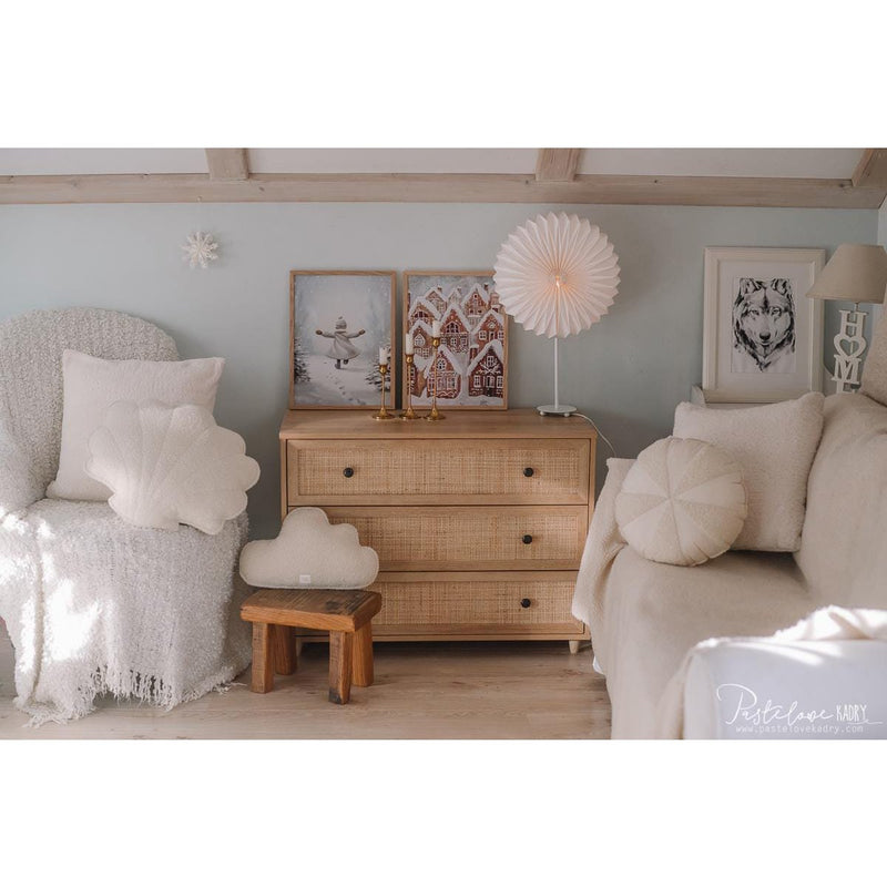 Bouclé-Muschelkissen „White Teddy“