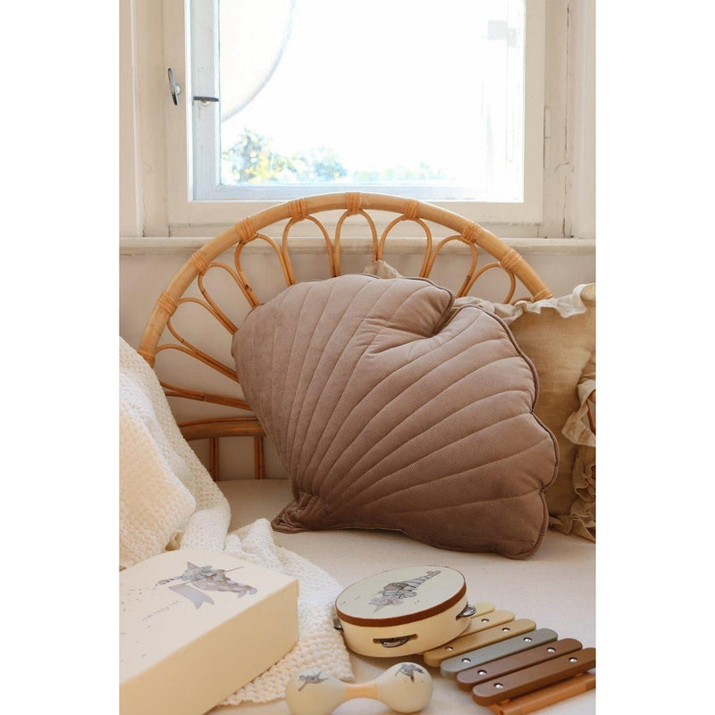 Samt-Ginkgokissen „Warm Taupe“