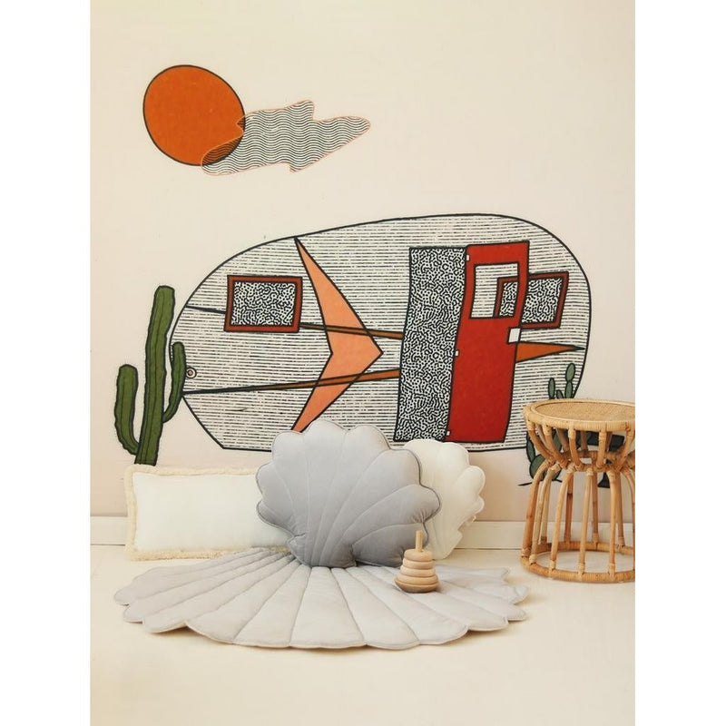 Samtmatte „Shell“ – Taubengrau, 115 × 110 cm