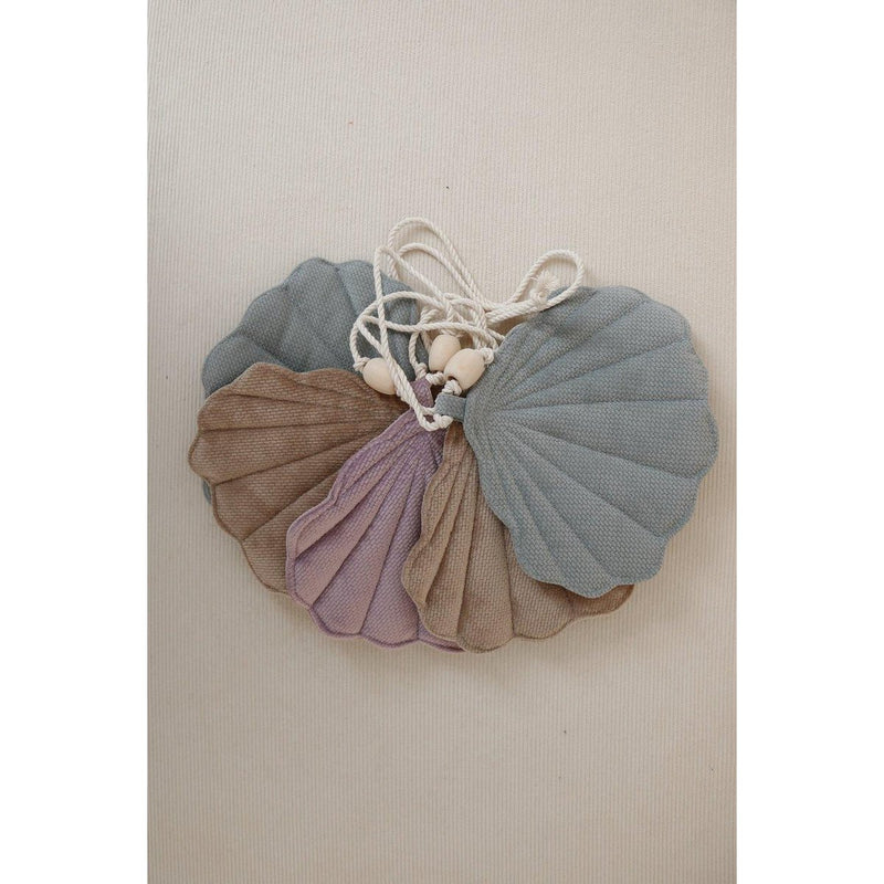 Samtgirlande mit Muscheln „Graue Minze“