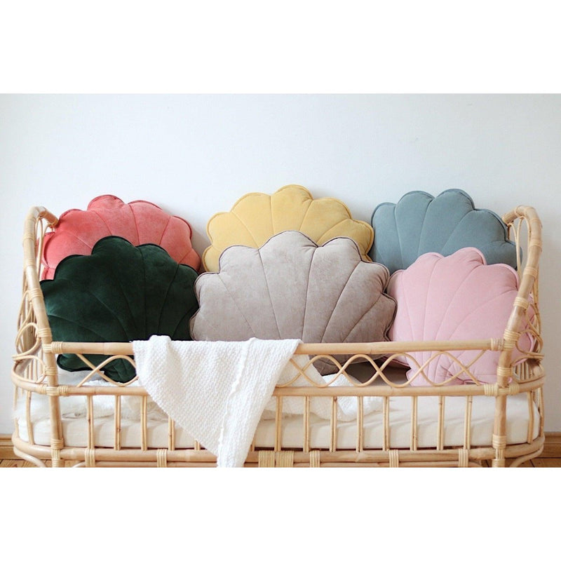 Samt-Muschelkissen „Grey Mint“