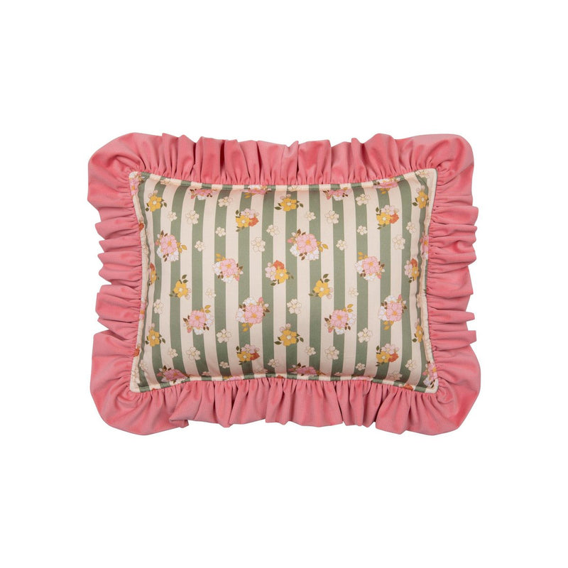 Frühlingsdekokissen mit Rüschen „Pink Garden“