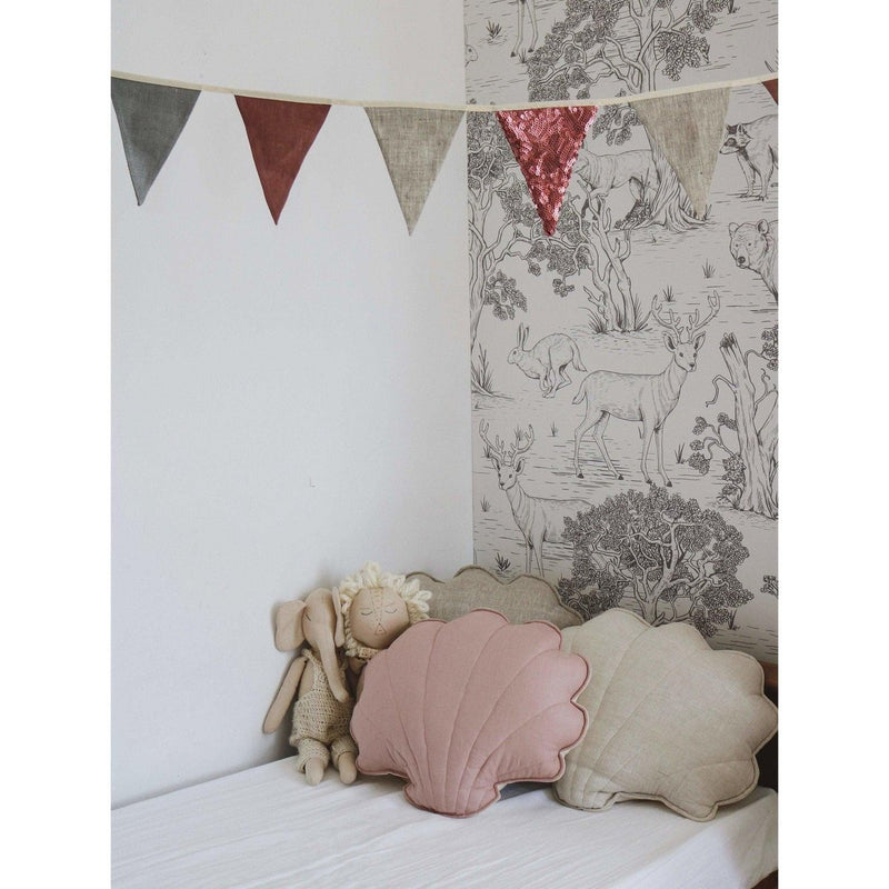 Leinen-Muschelkissen „Powder Rose“