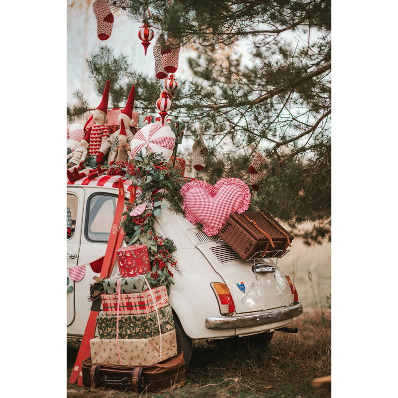 Patchwork-Weihnachtskissen „Rot kariertes Bonbon“