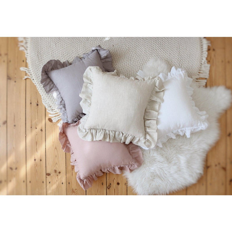 Moi Mili Leinenkissen „Powder Pink Frill“ mit Rüschen – Produktfoto 6