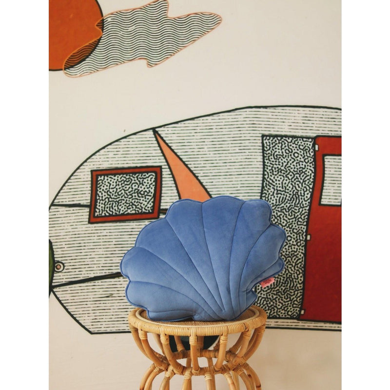 Samt-Muschelkissen „Sapphire Blue“