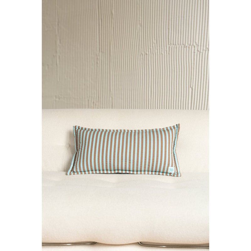 Baumwoll-Nackenkissen „Brown Blue Stripe“