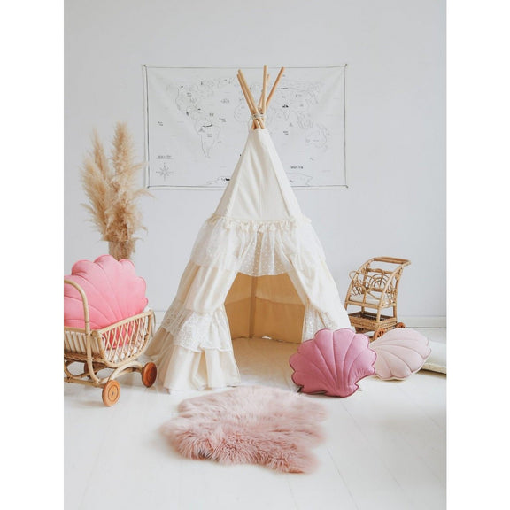 Moi Mili Tipi-Zelt mit Rüschen „Shabby Chic“ – Produktansicht