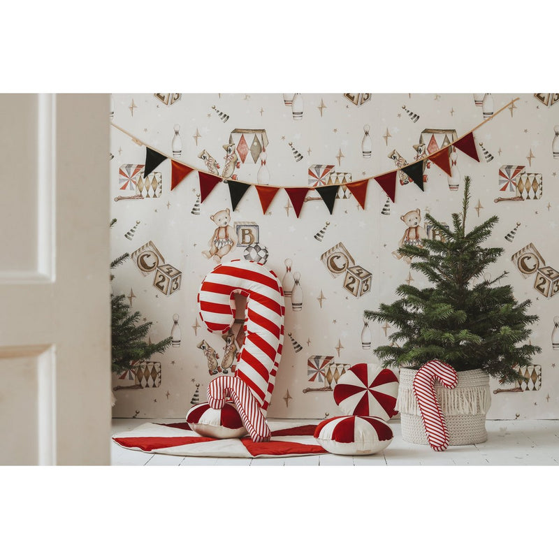 Runde Weihnachts-Patchworkmatte „Red Candy“