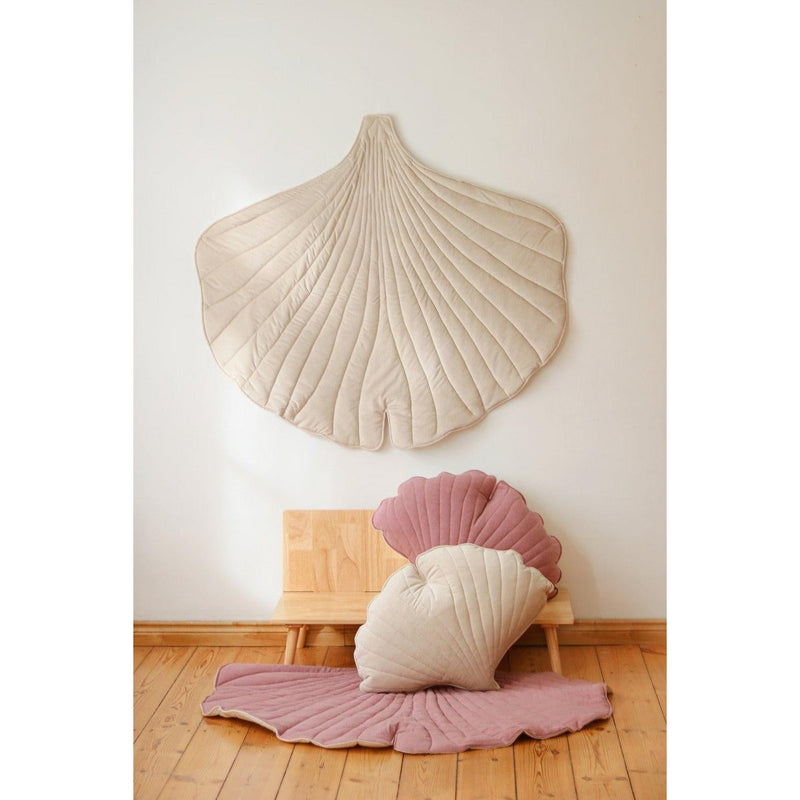 Samt-Ginkgoblatt-Kissen „Creme“