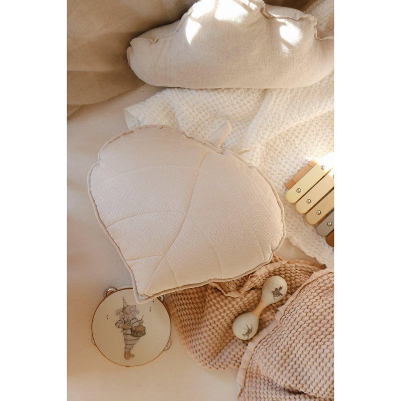 Samt-Blattkissen „Creme“