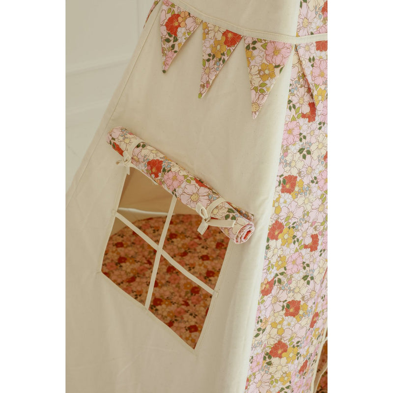 Tipi-Set „Wildblumen“ mit Blatt-Spielmatte „Powder Pink“