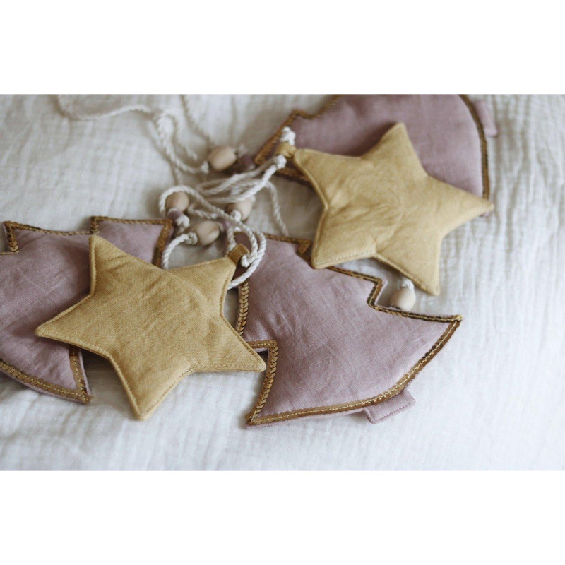 Leinen-Weihnachtsgirlande „Blush & Gold“