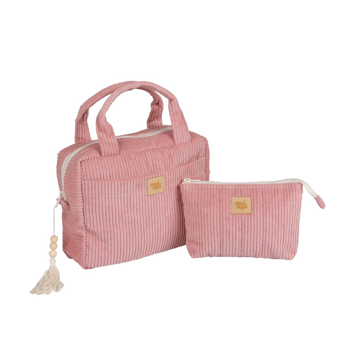 Moi Mili Cord-Kosmetiktaschen-Set „Baby Pink“ – Produktansicht