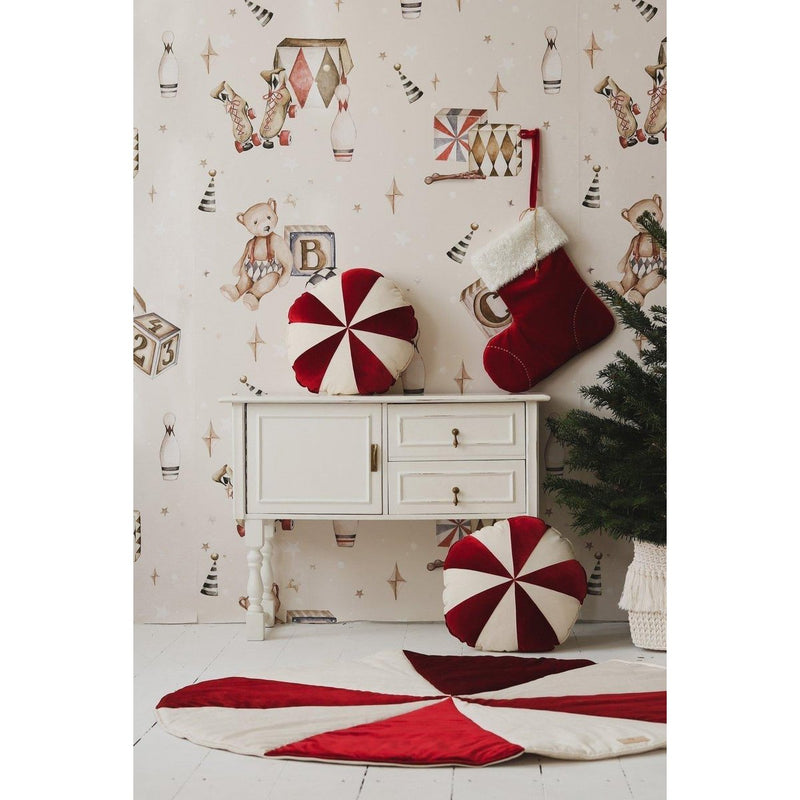 Runde Weihnachts-Patchworkmatte „Red Candy“