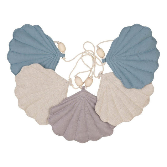 Leinen-Muschelgirlande „Dirty Blue“
