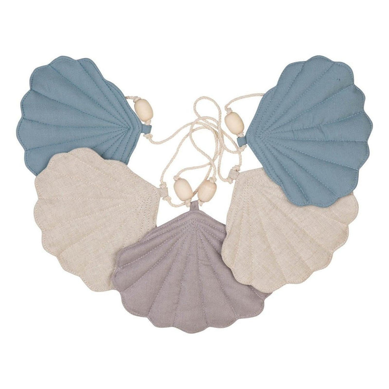 Leinen-Muschelgirlande „Dirty Blue“