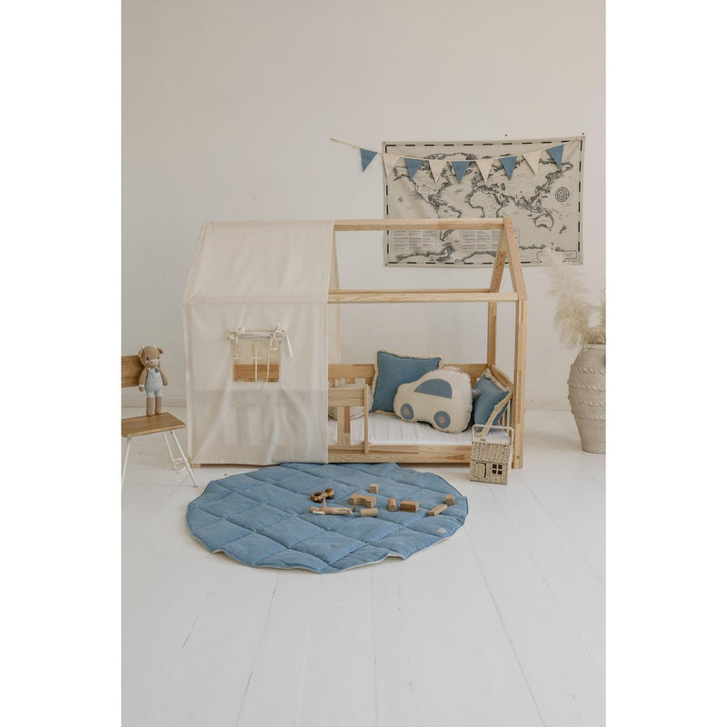 Denim-Nackenrolle mit Fransen „Light Blue“