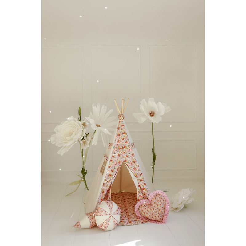 Tipi-Set „Wildblumen“ mit Blatt-Spielmatte „Powder Pink“