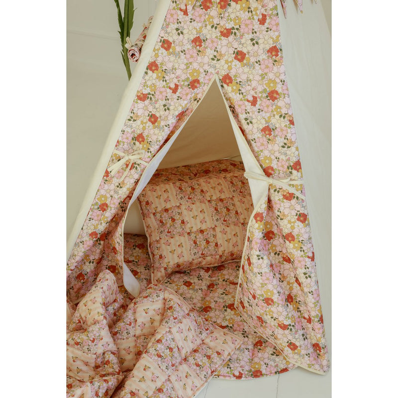 Tipi-Set „Wildblumen“ mit Blatt-Spielmatte „Powder Pink“