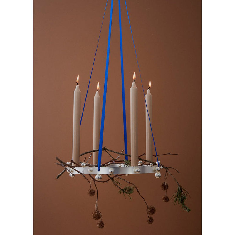 Perlen-Adventskerzenhalter – Silber – Ø33 × H5,5 cm von OYOY Living Design – weitere Produktansicht 3