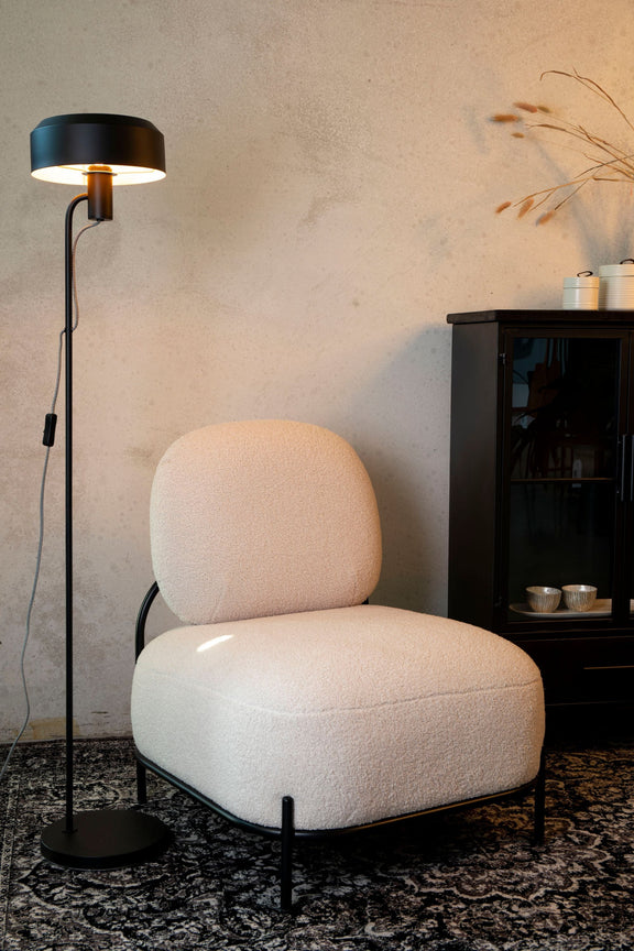 White Label Living Loungesessel Polly Teddy – Ivory im Wohnambiente