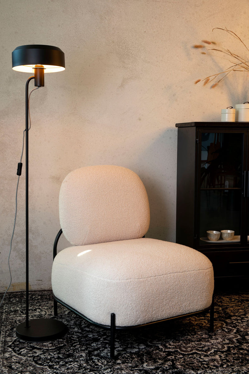 White Label Living Loungesessel Polly Teddy – Ivory im Wohnambiente