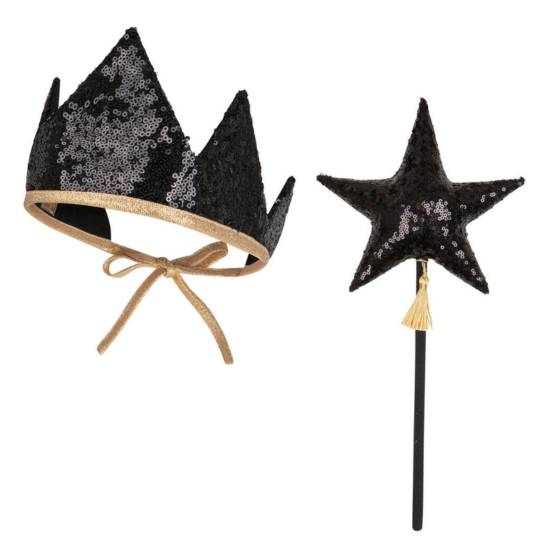 Verkleidungsset „Black Magic“ mit Krone und Zauberstab