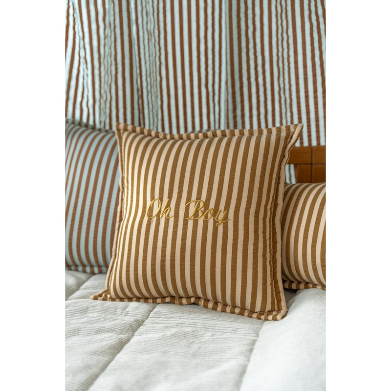 Baumwoll-Kissen „Olive Brown Stripe“