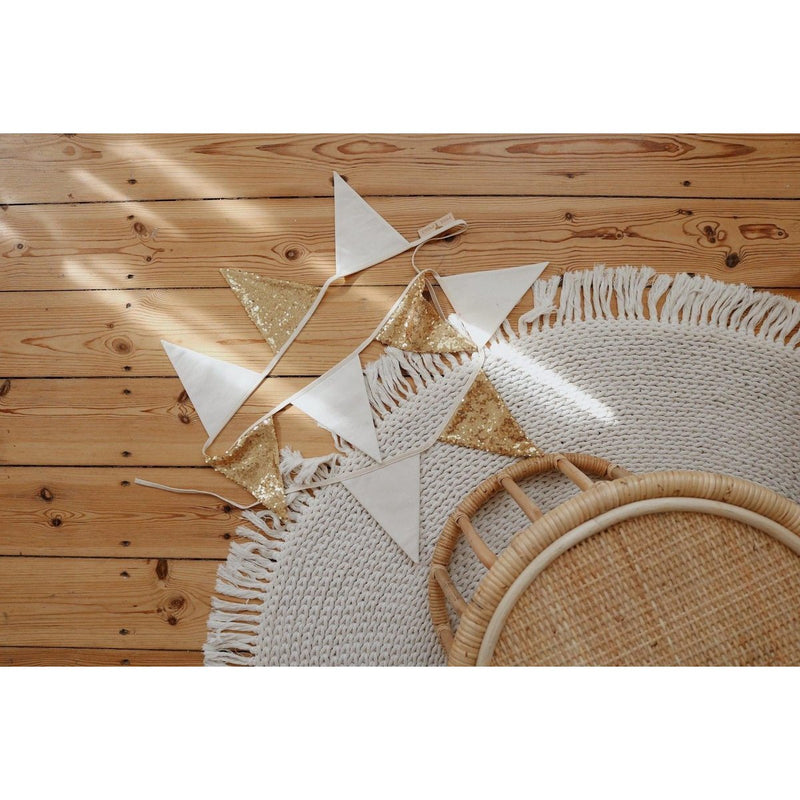 Wimpelgirlande „Golden Boho“ – Gold und Beige, 2,2 m