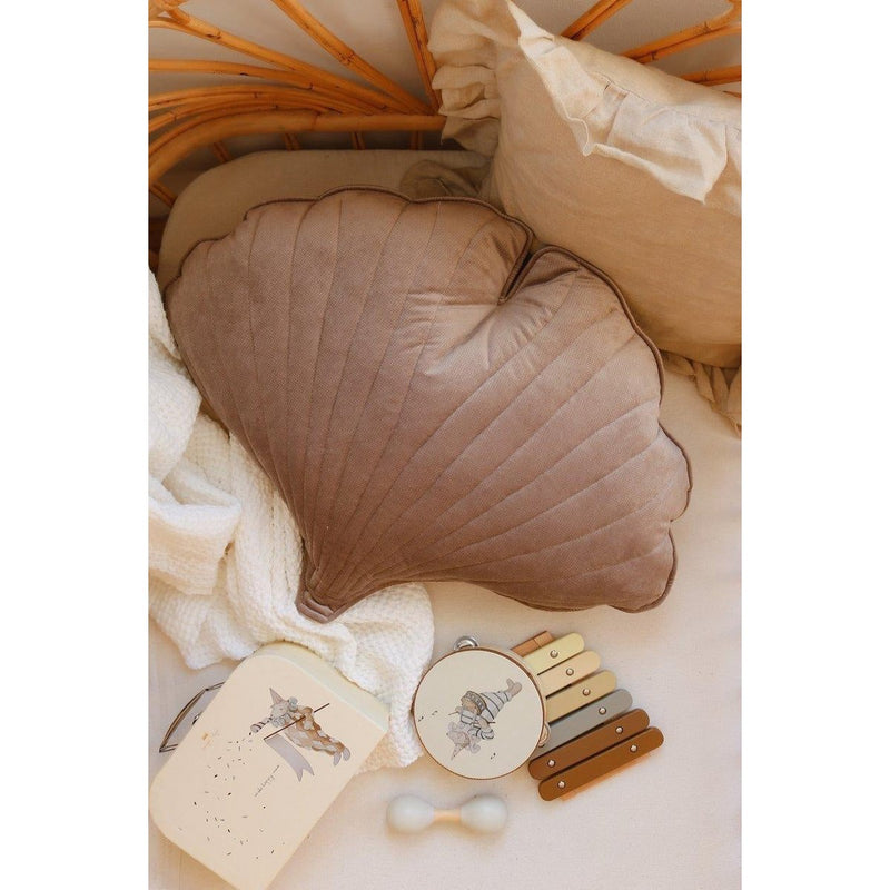 Samt-Ginkgokissen „Warm Taupe“