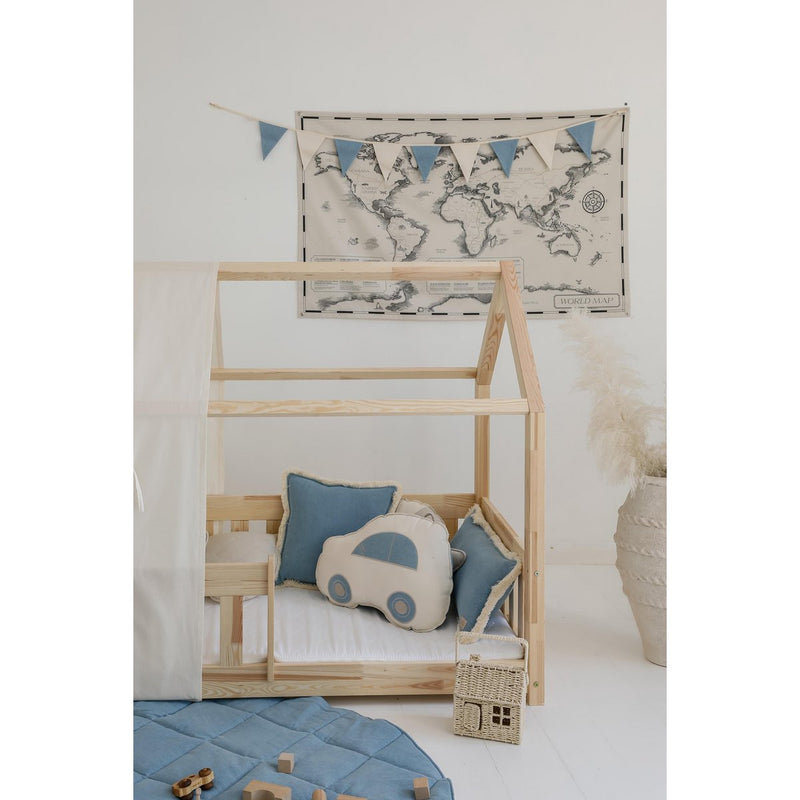 Denim-Nackenrolle mit Fransen „Light Blue“