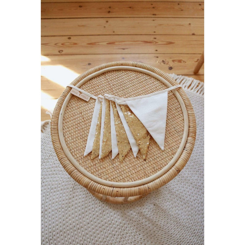 Wimpelgirlande „Golden Boho“ – Gold und Beige, 2,2 m
