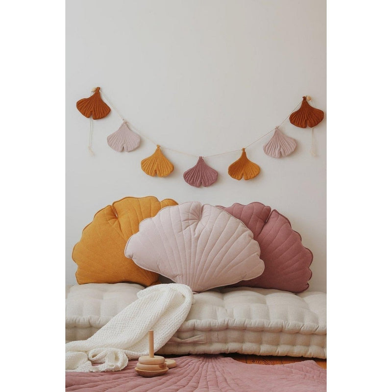 Samt-Ginkgoblatt-Kissen „Creme“