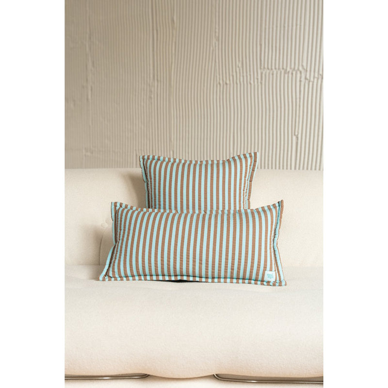 Baumwoll-Nackenkissen „Brown Blue Stripe“