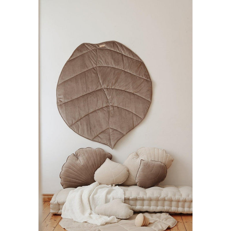 Samt-Blattkissen „Creme“