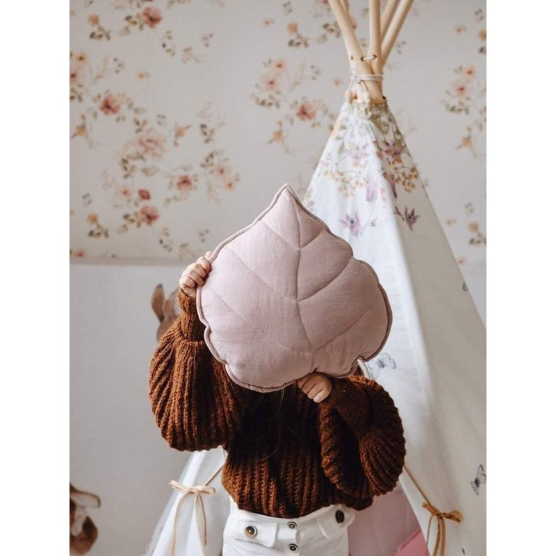 Leinen-Blattkissen „Powder Rose“