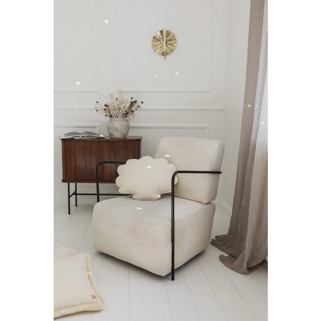 Bouclé-Muschelkissen „White Teddy“
