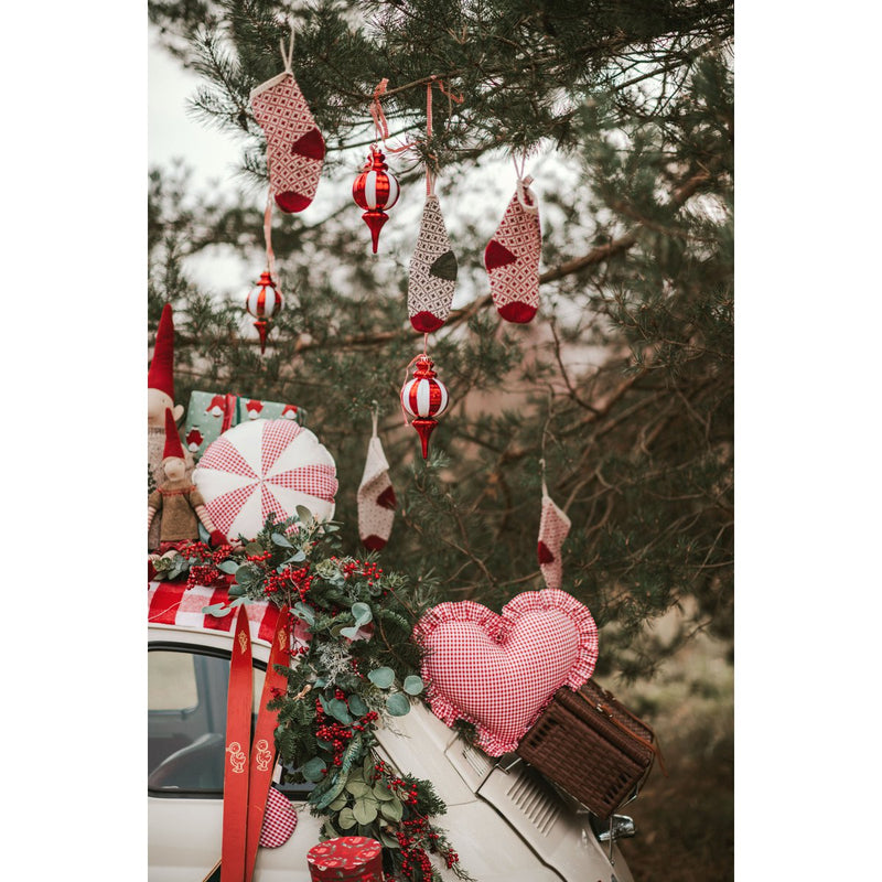 Patchwork-Weihnachtskissen „Rot kariertes Bonbon“