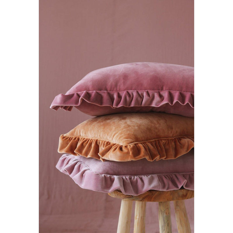 Samt-Rüschenkissen „Soft Pink“
