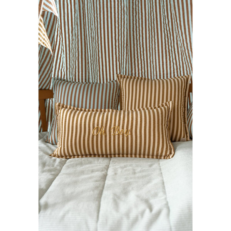 Baumwoll-Nackenkissen „Olive Brown Stripe“
