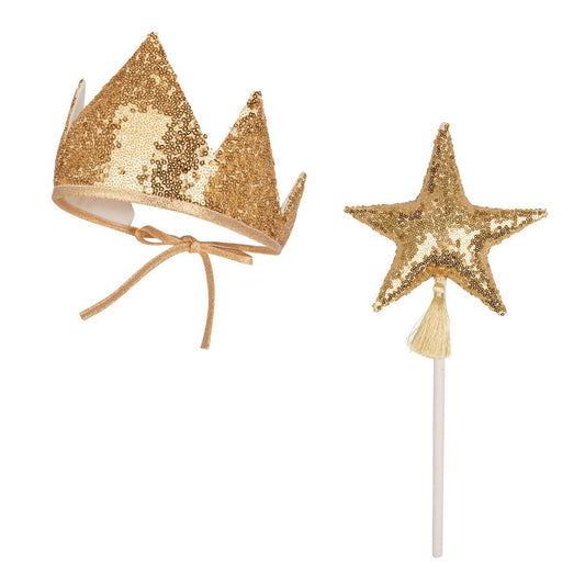 Moi Mili Verkleidungsset „Golden Magic“ mit Krone und Zauberstab – Produktfoto 2