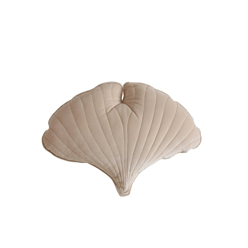 Samt-Ginkgoblatt-Kissen „Creme“