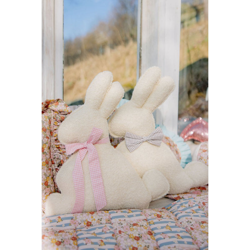 Flauschiges Bouclé-Osterhasenkissen „Beige Bow“