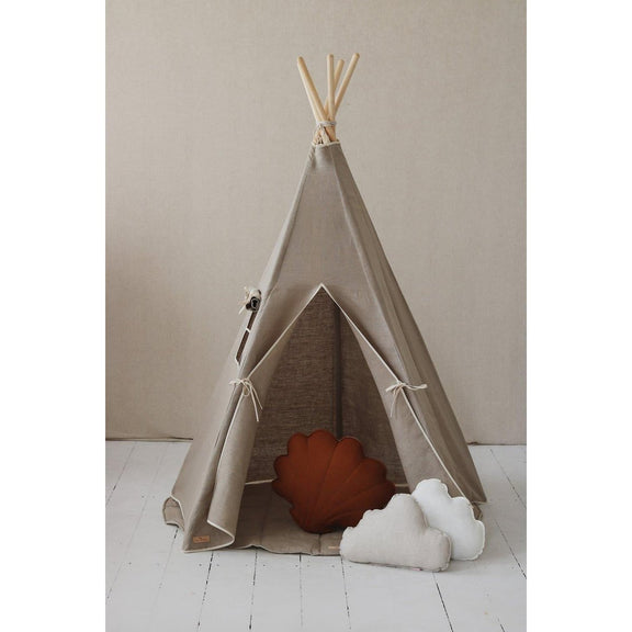 Moi Mili Tipi-Set „Natural Linen“ mit Blatt-Spielmatte – Produktansicht