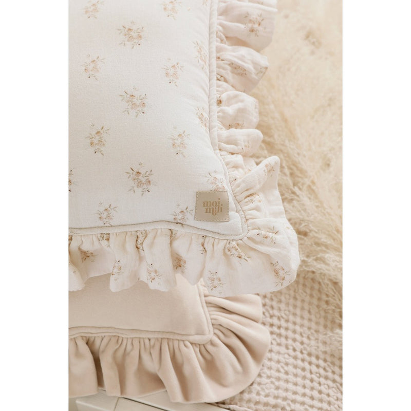 Musselin-Kissen mit Rüschen „Boho Flowers“