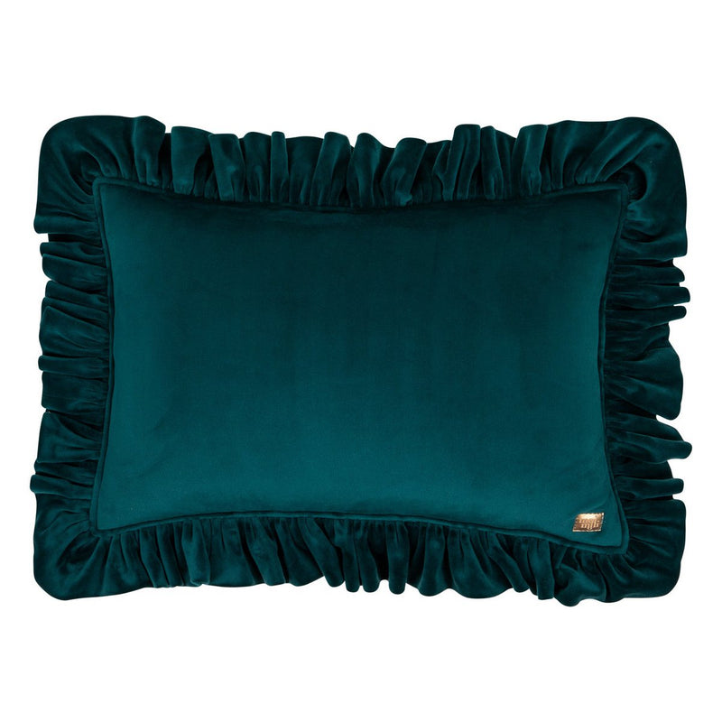 Samt-Kissen „Emerald“ mit Rüschen